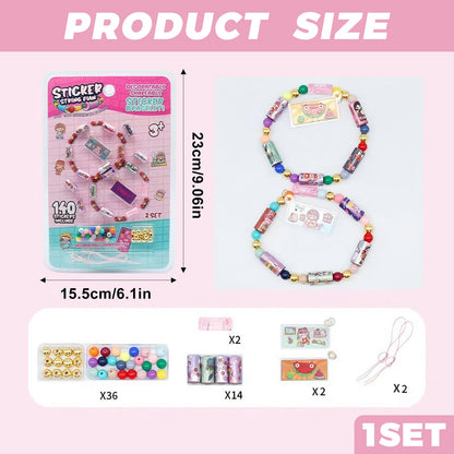 SiumPklay Sticky Rolls Bracelet Maker Kit with 140+ Stickers | Create Unique Sticki Rolls & Friendship Bracelets | Fun Jewelry Making Kits for Girls Ages 6-12 Christmas Gifts