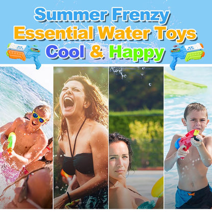 Two blue Cakkone water guns with 600ML capacity, long-range water pistols for kids and adults, ideal for summer pool and beach fun.