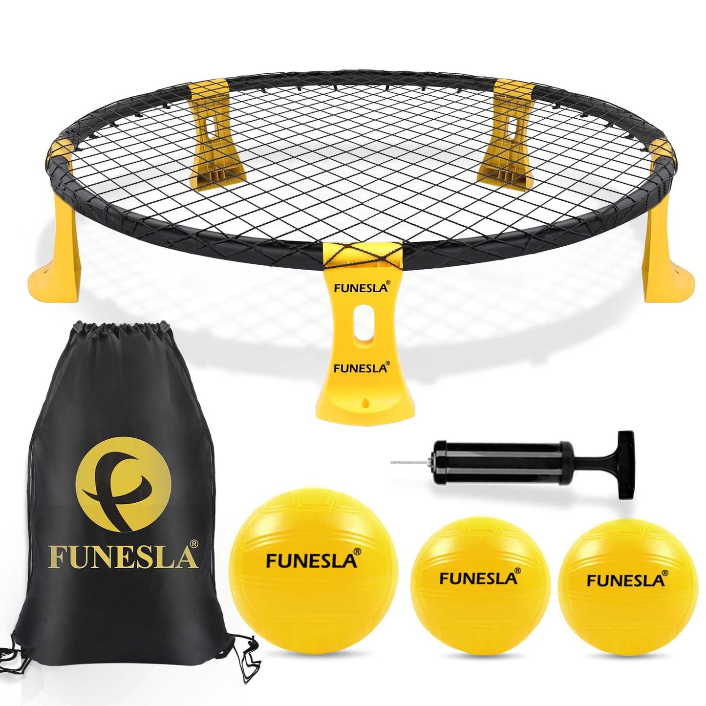 Funeslaball Outdoor Ball Game Set, Roundnet Game Set Standard 3 Balls Kit With Drawstring Bag for Garden Beach Park Backyard and Indoor