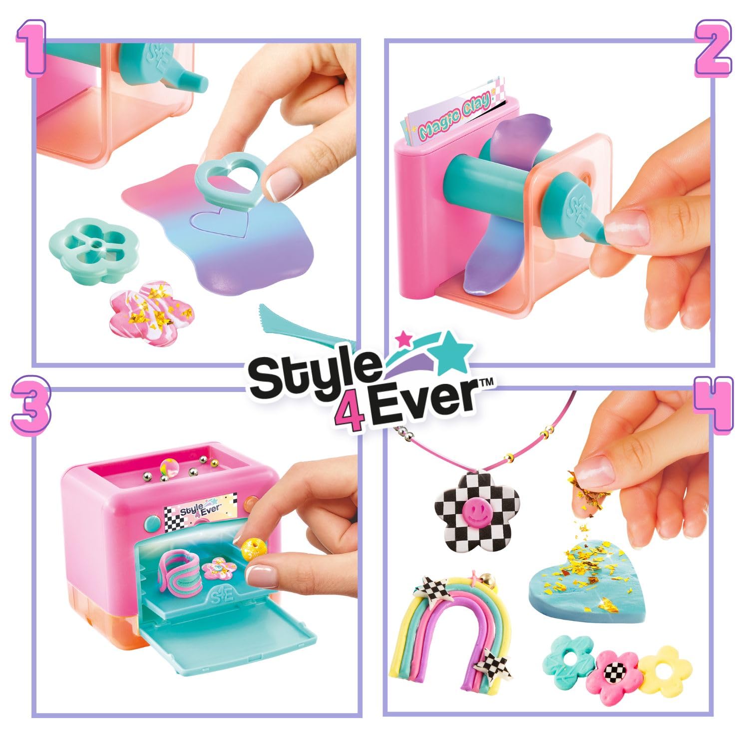 Canal Toys Style 4 Ever Magic Clay Jewellery Factory kit with machine, clay, and accessories for creating rings, bracelets, and charms.