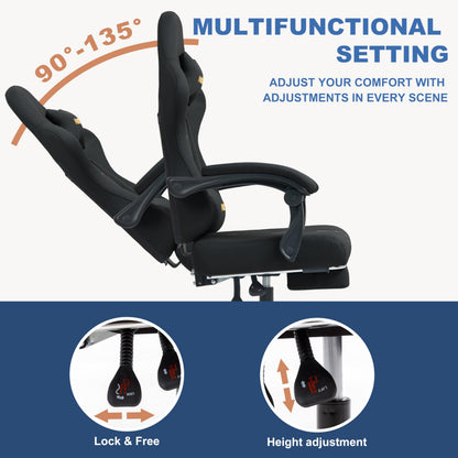 Andyou gaming chair with footrest, ergonomic PU leather computer chair featuring lumbar support, adjustable swivel, ideal for gaming and work