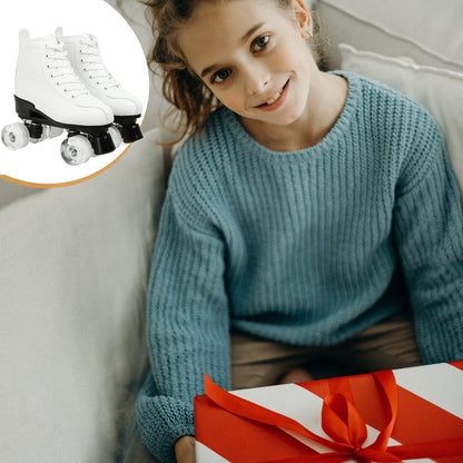 XUDREZ adjustable high-top roller skates with white flash wheels, double row design, suitable for indoor and outdoor use, size 36.