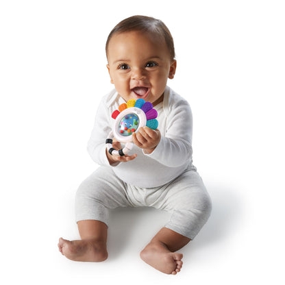 Baby Einstein Outstanding Opus octopus sensory rattle and teether toy with bright colors, BPA-free, chillable, for babies 3 months and up.