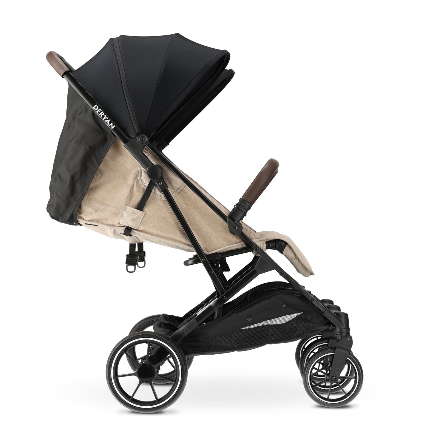 Deryan Rolo X2 XL Pushchair Buggy 2 in 1 - Buggy Small Foldable - Birth to 4 Years - Baby Pram per Seat Maximum Load 22 kg - Children's Buggy Foldable - Compact and Foldable - Nougat