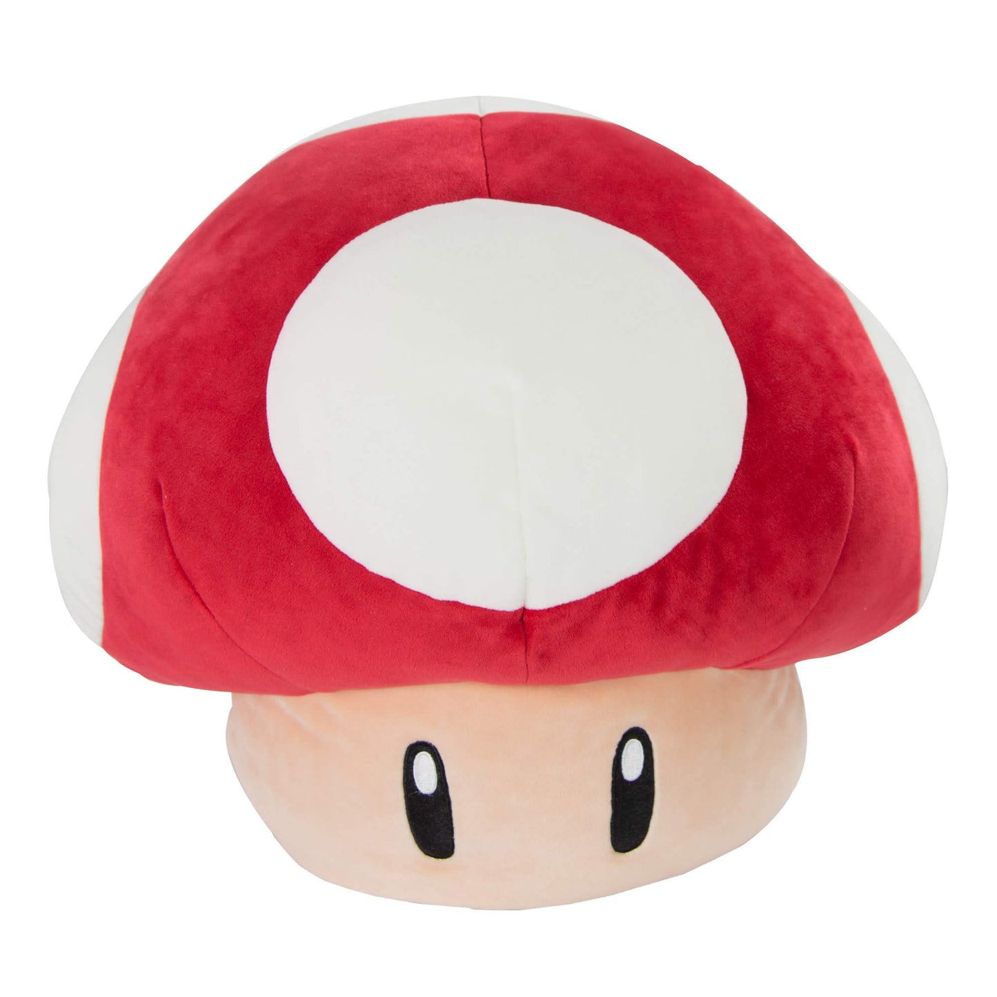 Large multicolor plush of Super Red Mushroom from Mario Kart by Club Mocchi Mocchi, 40cm soft mochi-style plush toy.