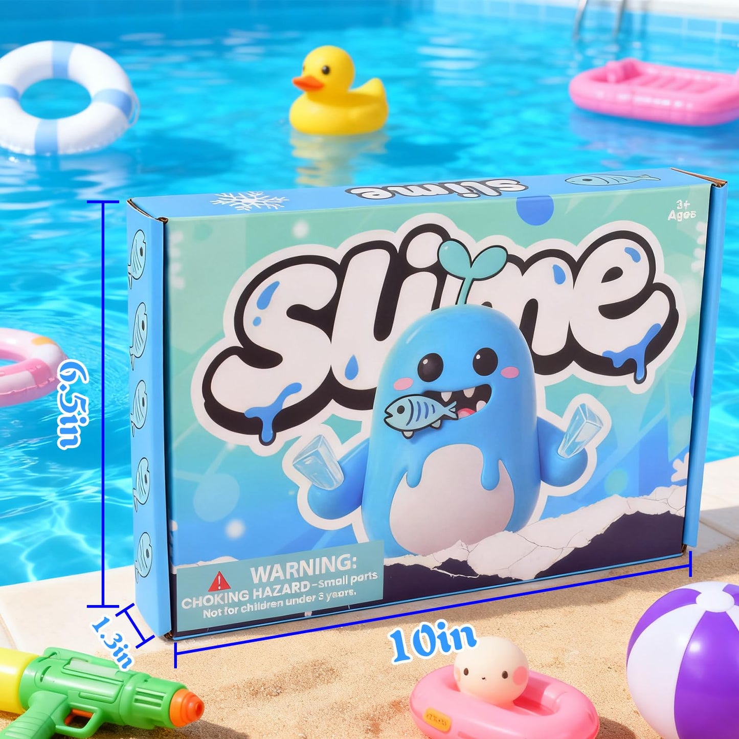 Set of 24 blue galaxy slime toys from Bretohay, soft, stretchy, glow-in-the-dark putty for kids' party favors and classroom fun.