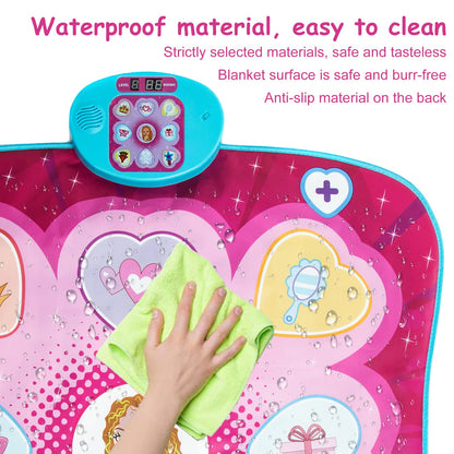 JUYOUNGA dance mat toy for girls with LED lights, 5 play modes, adjustable volume, and colorful music game pad for ages 3+