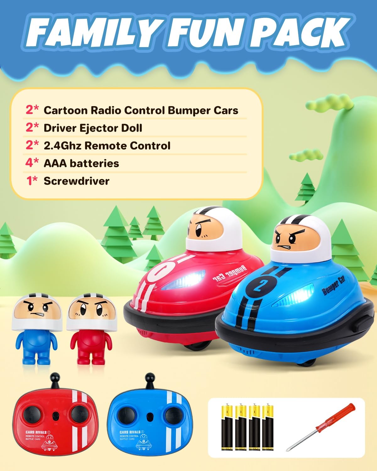 Victoper 2Pack Remote Control Cars for Kids with Popup Doll, Rechargeable RC Cars with Light & Music Sound,RC Battle Race Toys Car for Boys & Girls,Gift for Kids with Christmas Birthday