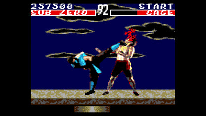 Mortal Kombat: Legacy Kollection game cartridge for Nintendo Switch with artwork on the label, published by Atari.