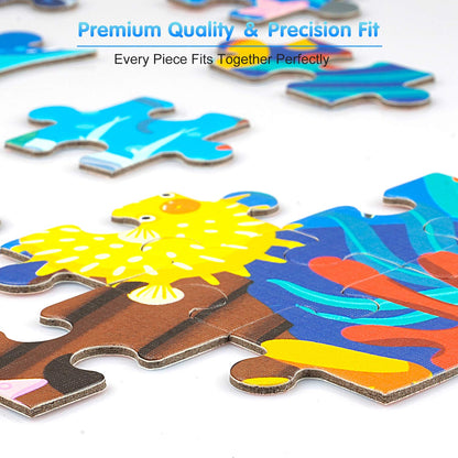 Ocean World Whale Jigsaw Puzzle for Kids, 108 Pieces Jigsaw Puzzle with Large Pieces for Kids Age 4 5 6 7 8 9 10 Years