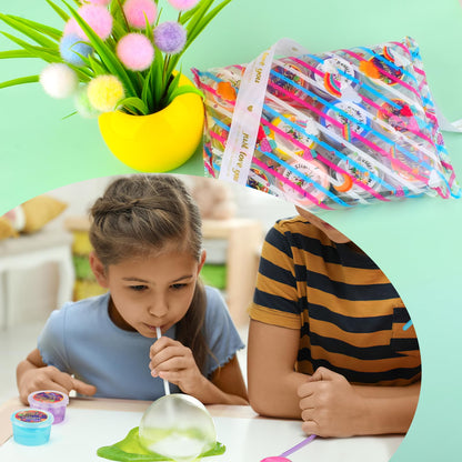 Petyuioyu slime kit with 6 butter and 6 crystal slime putty packs, soft, non-sticky, for kids party favors and stress relief.
