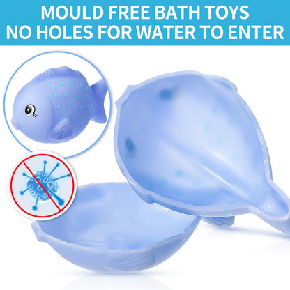 No Hole No Mould Baby Bath Toys - 9PCS Mould Free Bath Toys for 1 2 3 4 Year Olds Toddler Kids Sea Animals Rubber Bath Duck without Holes Swimming Pool Toys Water Play Toys for Boys Girls Children