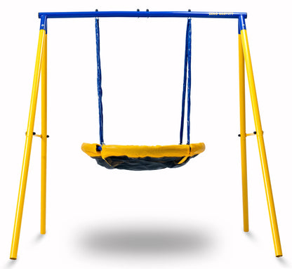 Zero Gravity Kids Swing Set With Sturdy Metal Frame. Garden Fun For Up To 2 Children (UFO Bird Nest)