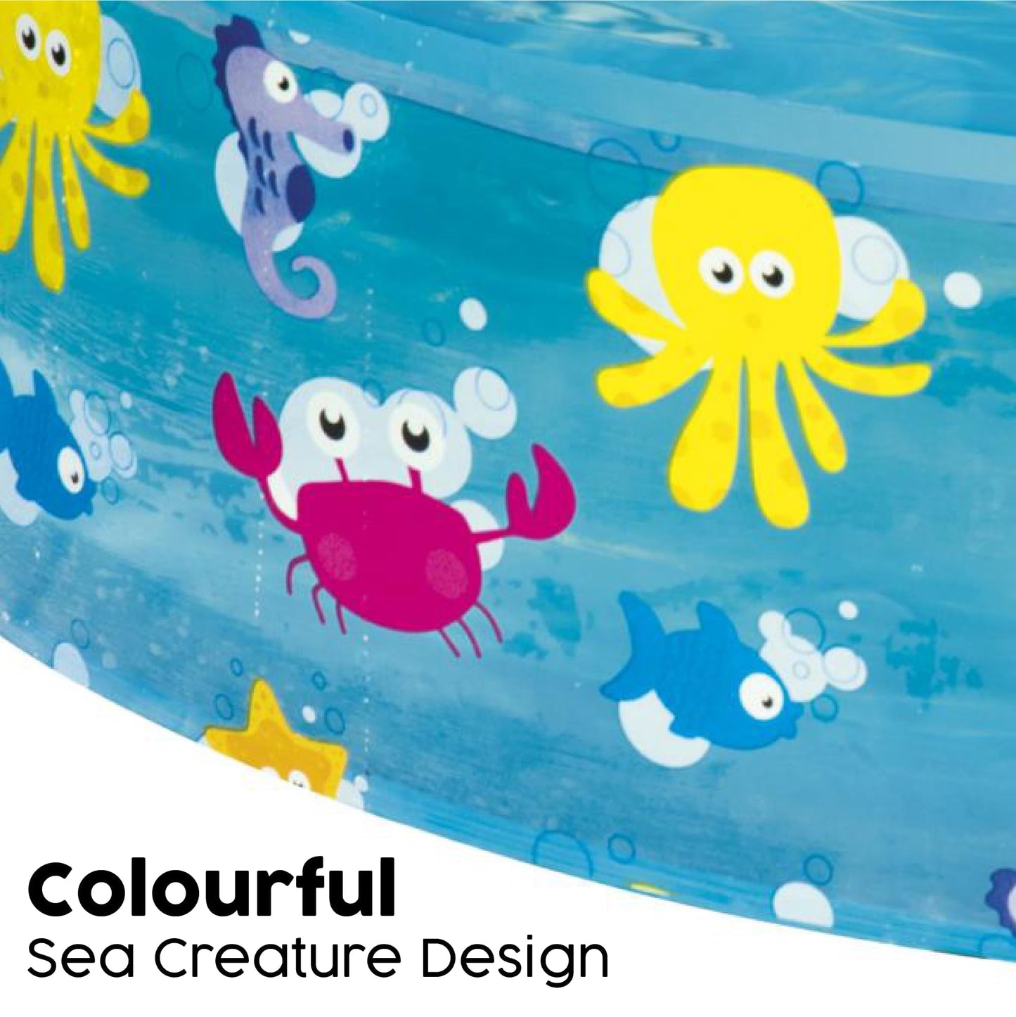 Bestway Sea Creature Paddling Pool Kiddie Swimming Pool, Inflatable Above Ground Pool, Outdoor Garden Pool, Blue, 48 x 10 Inch
