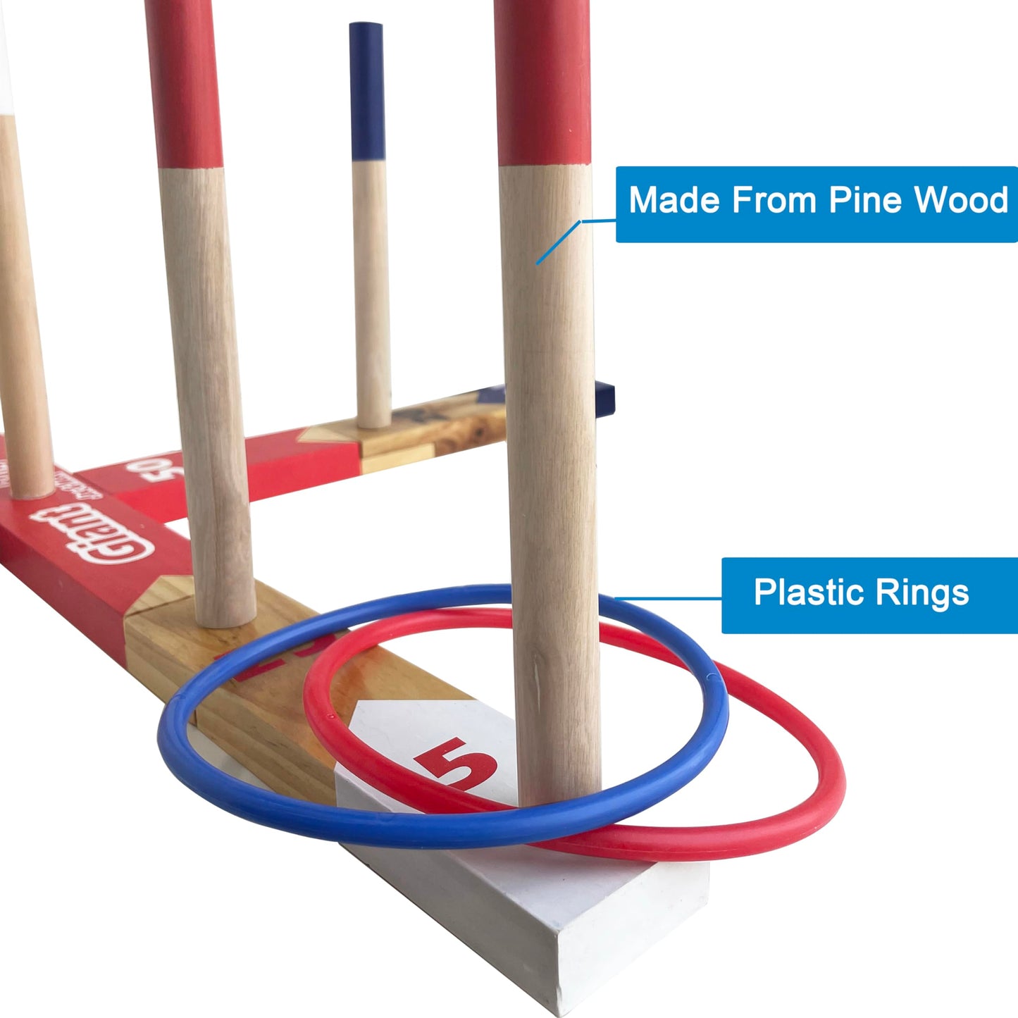 wooden Ring Toss Games, Premium Quoits Garden Game Set, Throwing Tossing Game (Large)