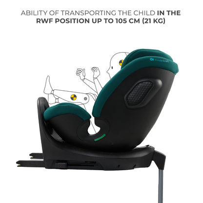 Kinderkraft XRIDER2 Infant Car Seat with Base, Isofix, I-Size 40-125 Cm, from Birh to 7 Years, Reclining, 360 Degree, Safety Systems, Travel Comfort, Green