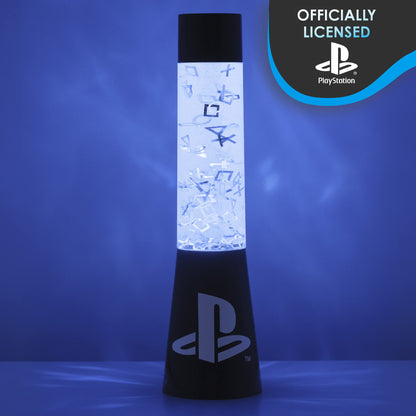 PlayStation Paladone | Sony Glitter Liquid Mood Light with Floating Controllers & Icons | Officially Licensed Sony Merchandise | PS5 | Lava Lamp | Desk Lamp | Bedside Light | Gaming Decor
