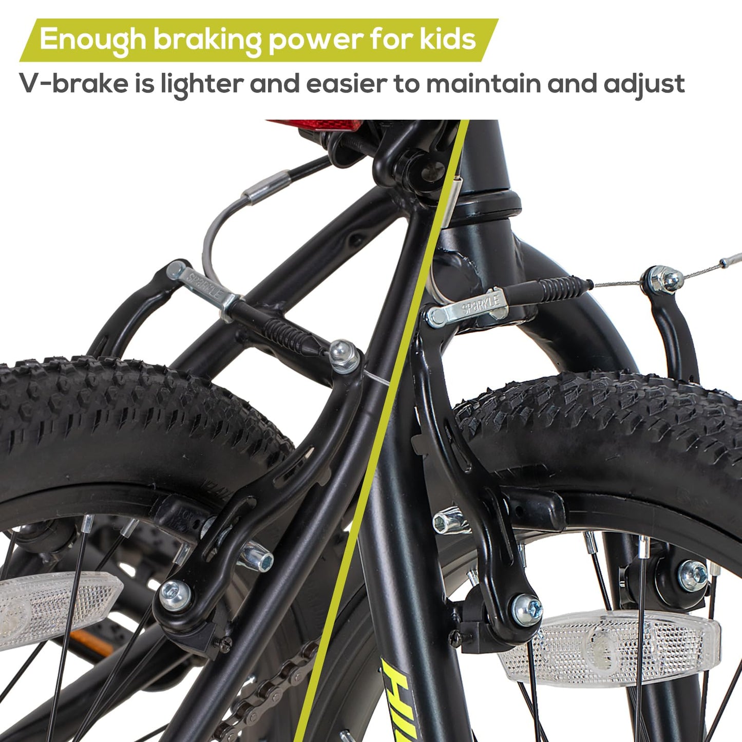 HILAND 20 Inch Kids Mountain Bike, Single Speed Kids Bike with High Carbon Steel Frame, V-Brakes, Children's Bicycle for Boys Girls, Black