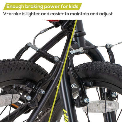 HILAND 20 Inch Kids Mountain Bike, Single Speed Kids Bike with High Carbon Steel Frame, V-Brakes, Children's Bicycle for Boys Girls, Black