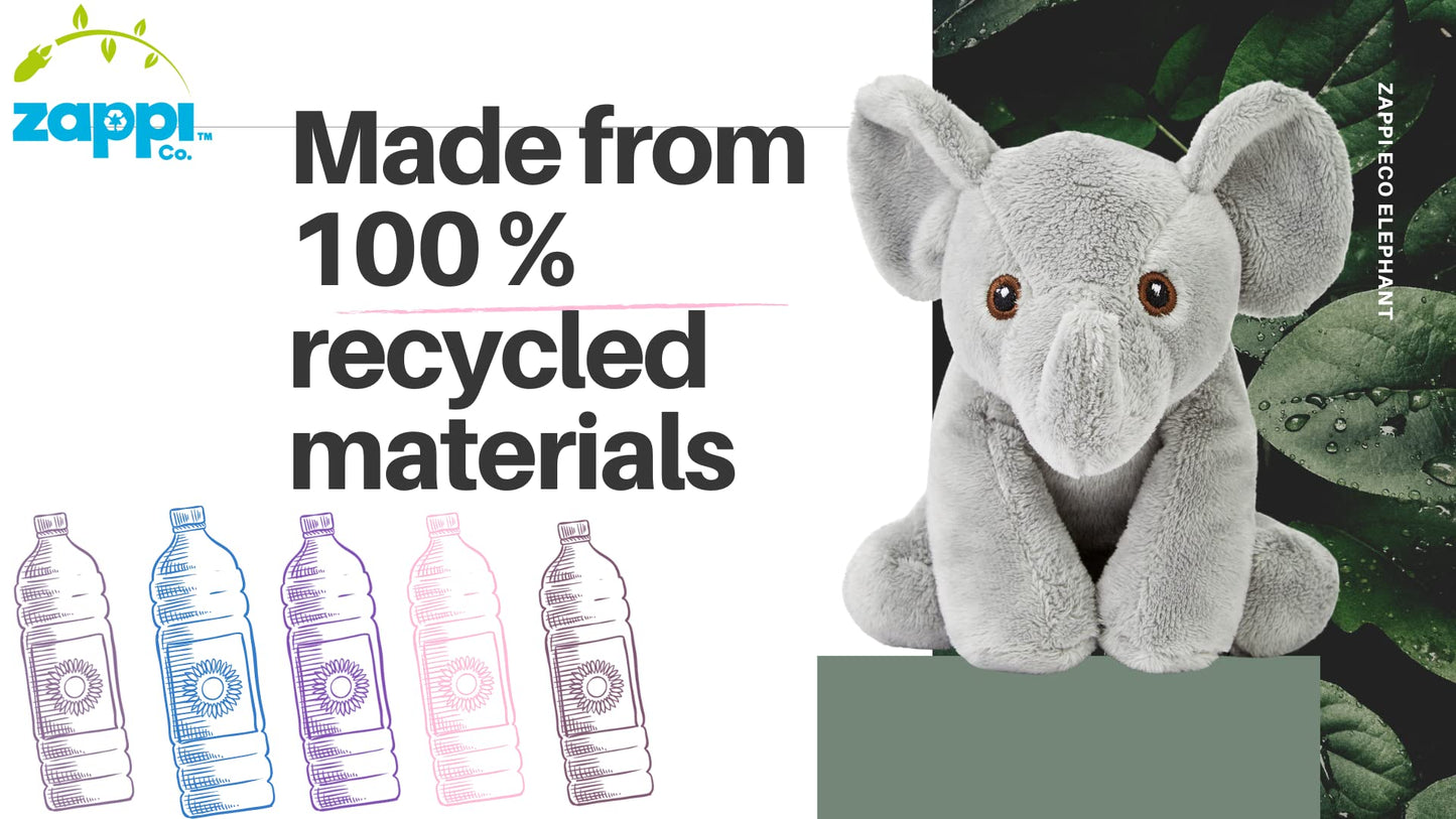 Zappi Co 100% Recycled Plush Elephant Plush Toy (13-15cm) Stuffed Soft Cuddly animals Collection For New Born Child Tiktok featured
