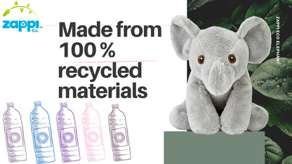 Zappi Co 100% Recycled Plush Elephant Plush Toy (13-15cm) Stuffed Soft Cuddly animals Collection For New Born Child Tiktok featured