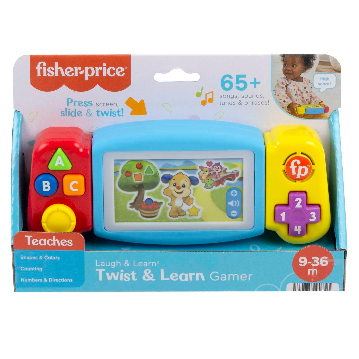 Fisher-Price Laugh & Learn Pretend Video Game Toddler Toy with lights, sounds, and educational songs, Twist & Learn Gamer HNM83