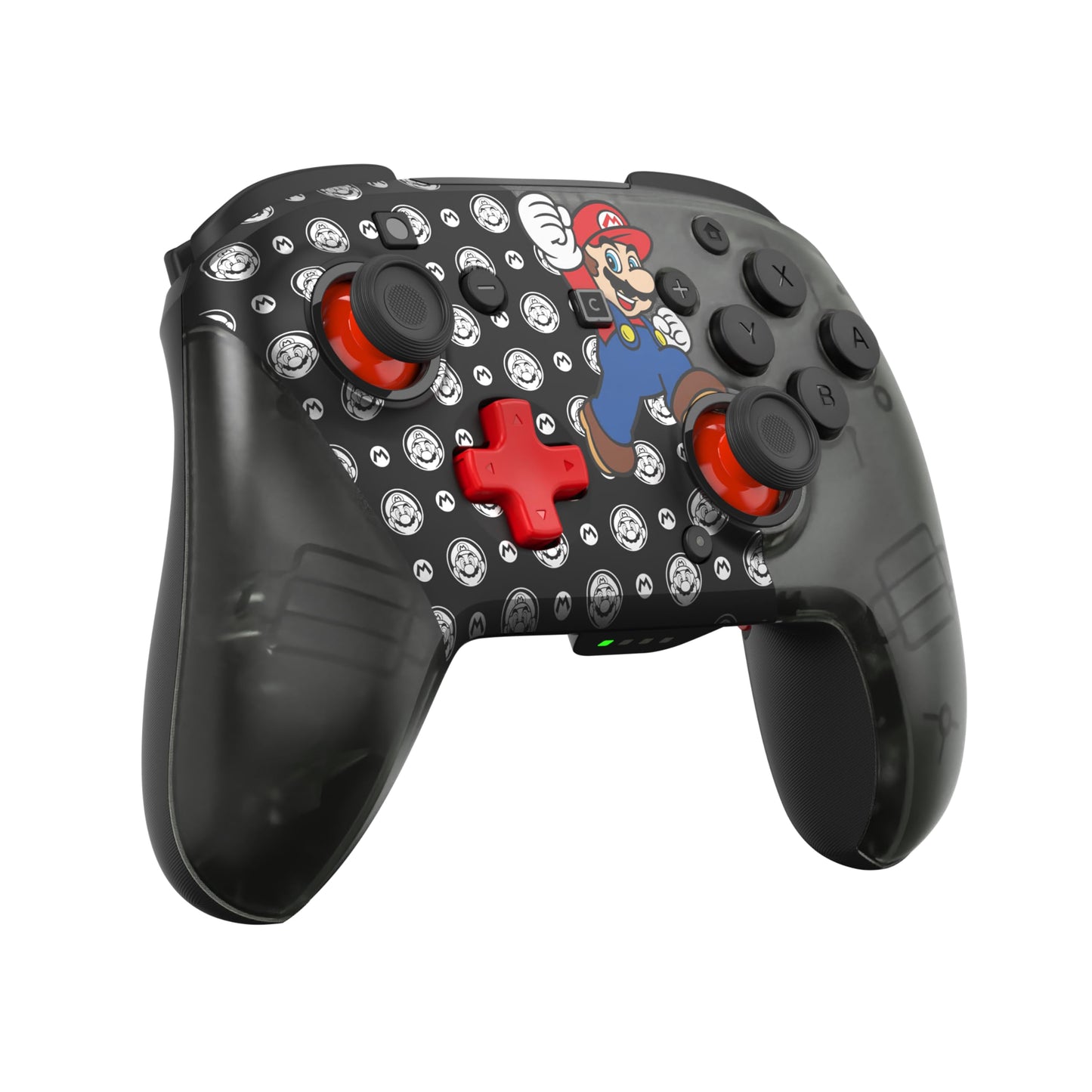 Turtle Beach Rematch wireless controller for Nintendo Switch featuring Super Mario Jump design and official licensing artwork.