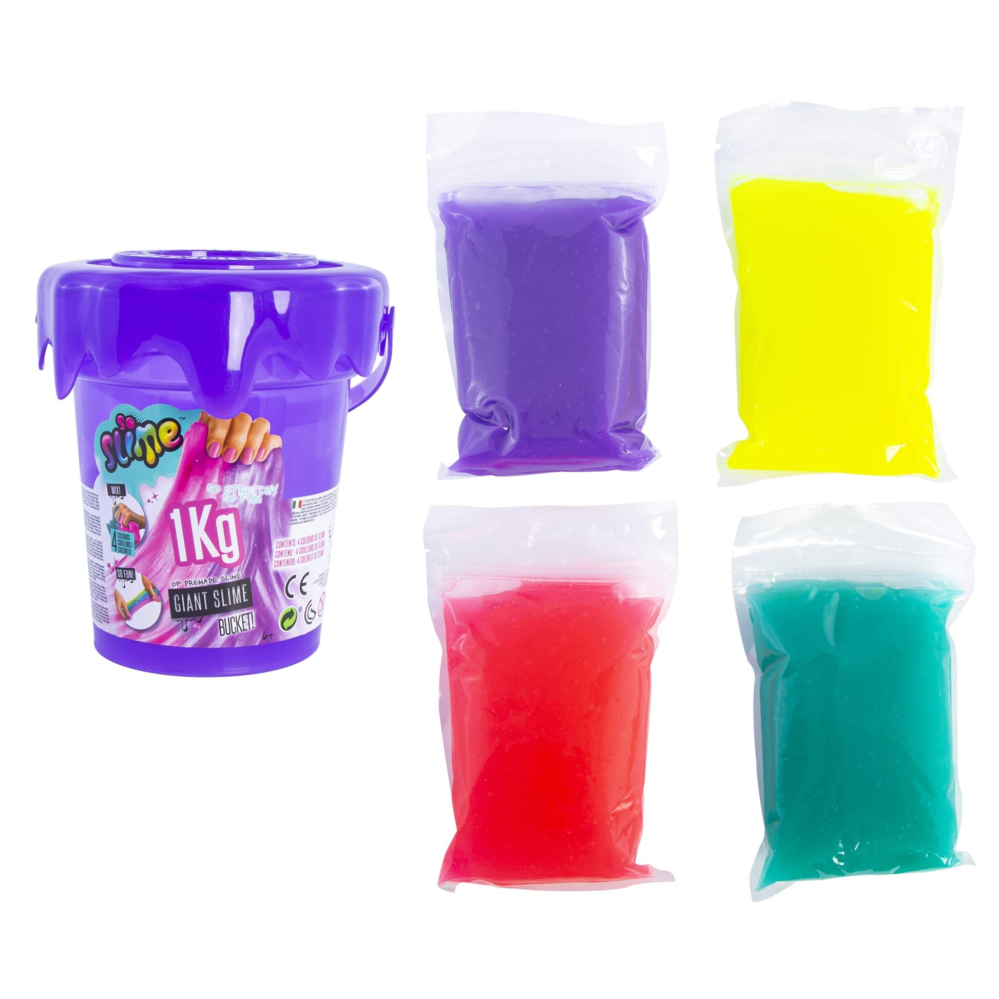 Canal Toys So Slime SSC 122U giant slime bucket with 1kg and 250g containers, colorful and stretchy slime in a large bucket
