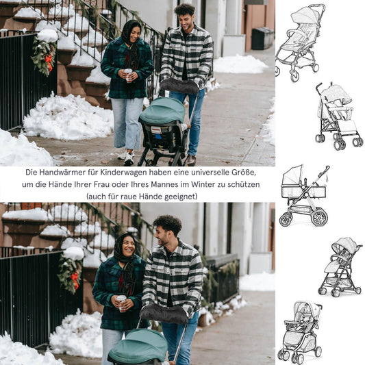 JNIBURY pram hand warmer with warm fleece, waterproof, windproof hand muff designed for buggies and winter stroller accessories.