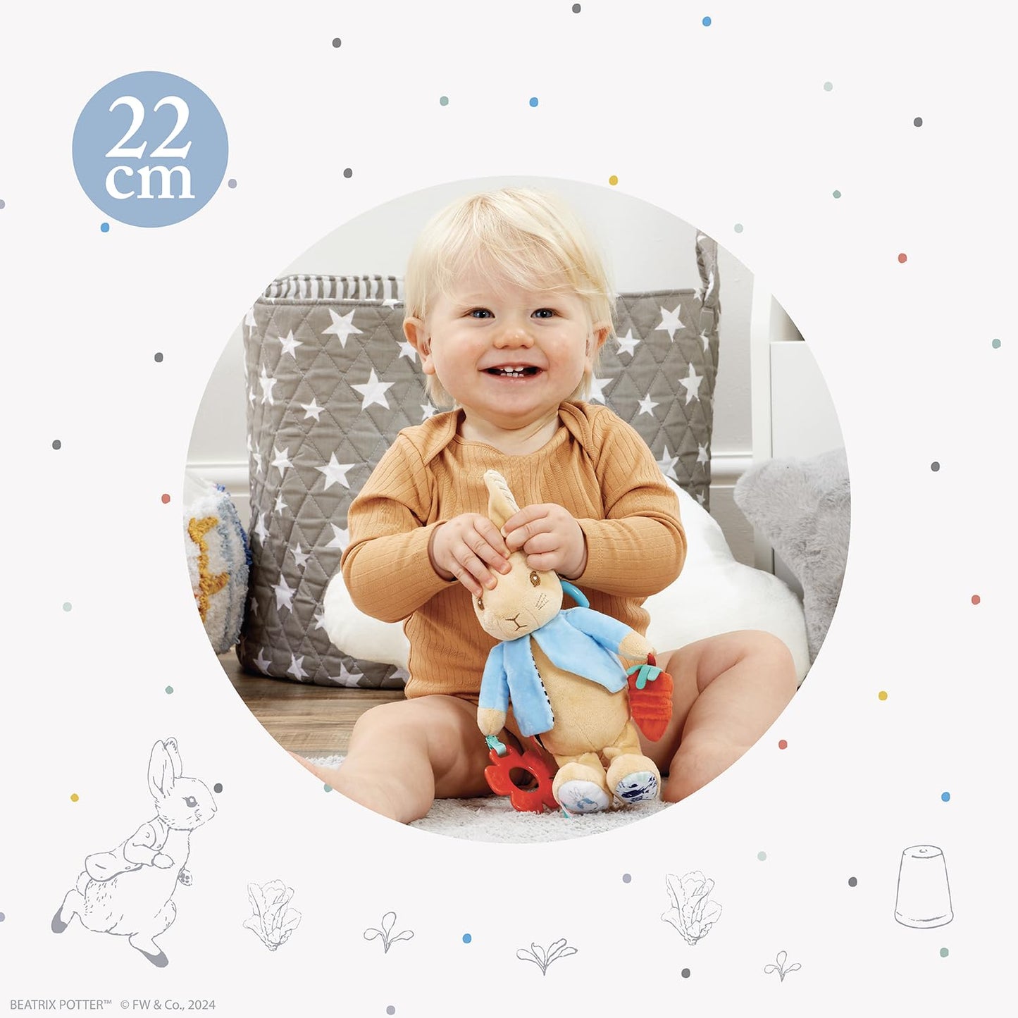 Rainbow Designs Peter Rabbit Activity Toy Pram Toy - Sensory Toy for Babies, Stimulates Senses & Encourages Early Developmental Play with Rattle, Squeak & Crinkle Sounds
