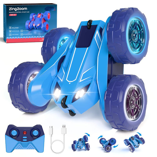 Dual Direct Charging Remote Control Cars with LED Light,High Speed 2.4Ghz 4WD Rc Stunt Car,Indoor and Outdoor 360° Rotates 180°Flips Electric Vehicle Toys Gifts for 3-12 Year Old Boys Girls Kids