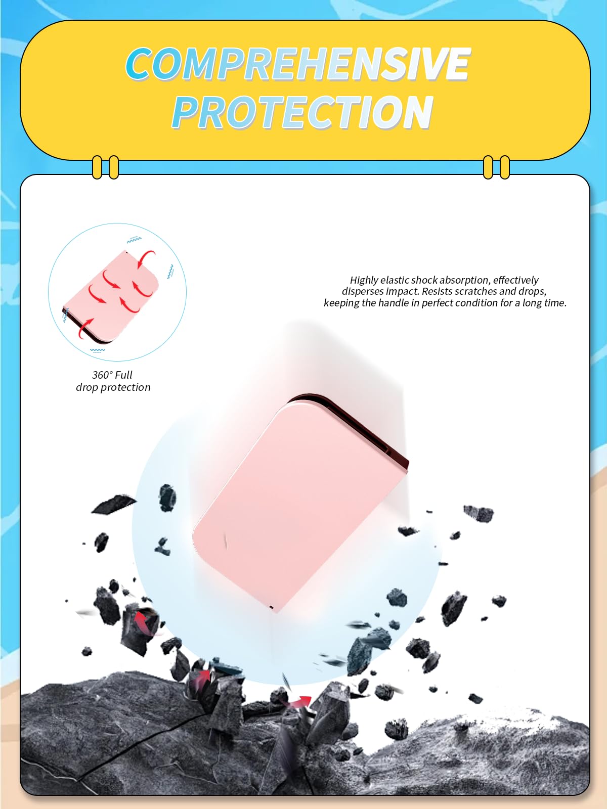 Pink protective cover for Nintendo Switch 2 Dock Station by yystao, shockproof and dustproof PC material, provides all-round protection.