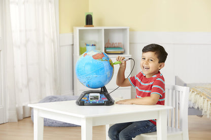 LeapFrog Magic Adventures Globe for kids, interactive educational globe with 2.7-inch LCD screen, featuring games and activities for children.