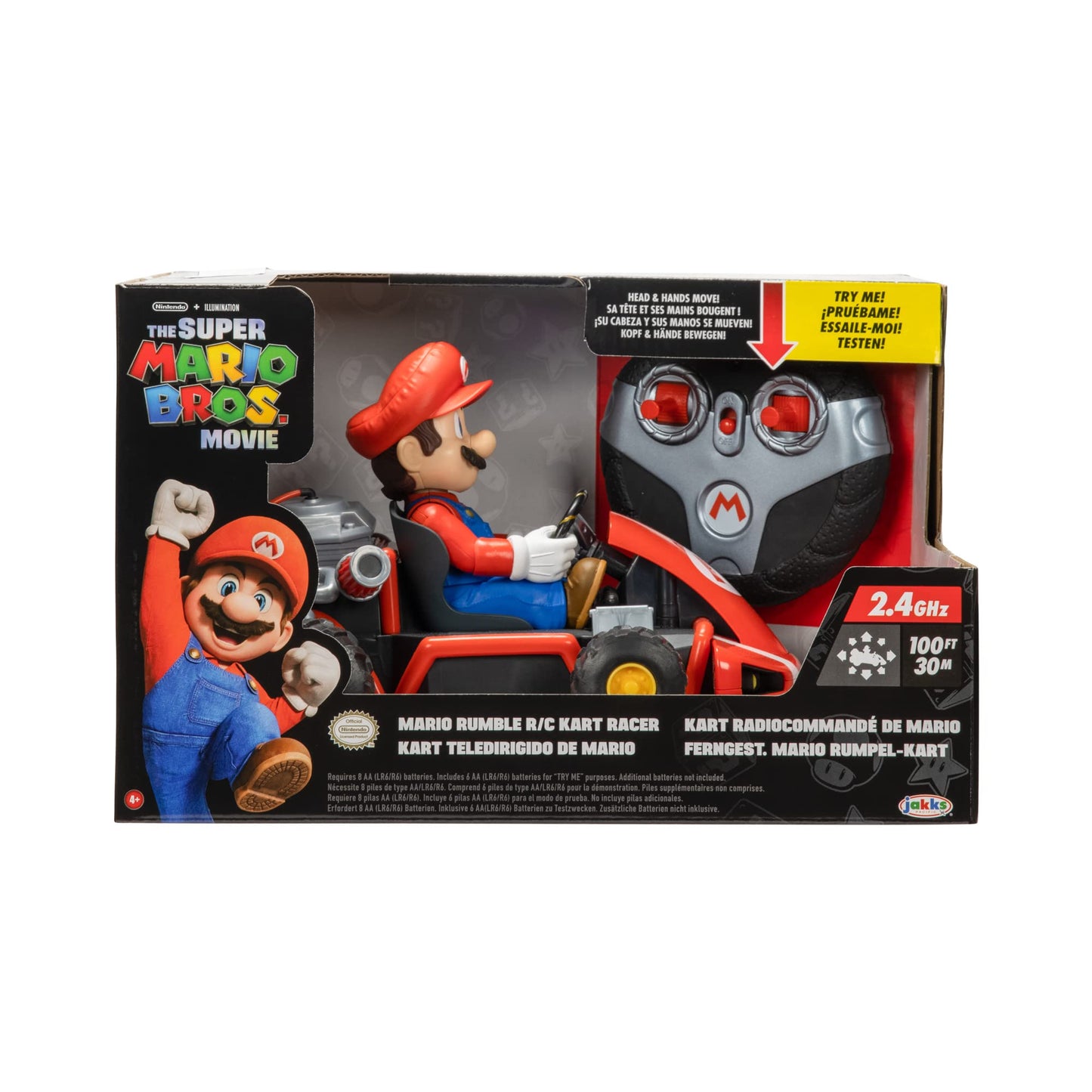 THE SUPER MARIO BROS. MOVIE Nintendo Mario R/C Car With Tail Pipes Light and Rumble Features, Inspired By The Super Mario Movie. The For Kids Aged 3+