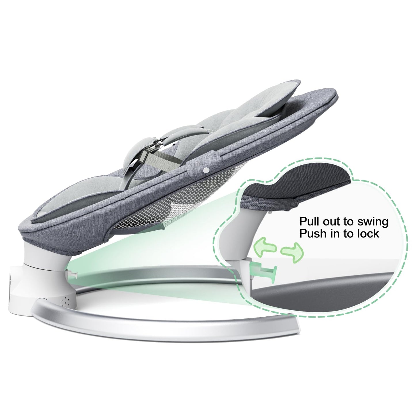 Aoykkii Electric Baby Bouncer Chair with Mobile App Control,Remote Control and IMD Touch Panel,Electric Baby Swing with 5 Swing Amplitudes 3-Stage Timer,Soft Padded Lamb Newborn Bouncer (Grey)