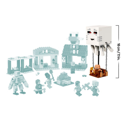LEGO Minecraft The Ghast Balloon Village Attack Toy - incl. Steve's House, 4 Minifigures, Iron Golem Figure & Exploding Fountain Function - Gaming Gift for 10+ Year Old Boys, Girls & Fans - 21273
