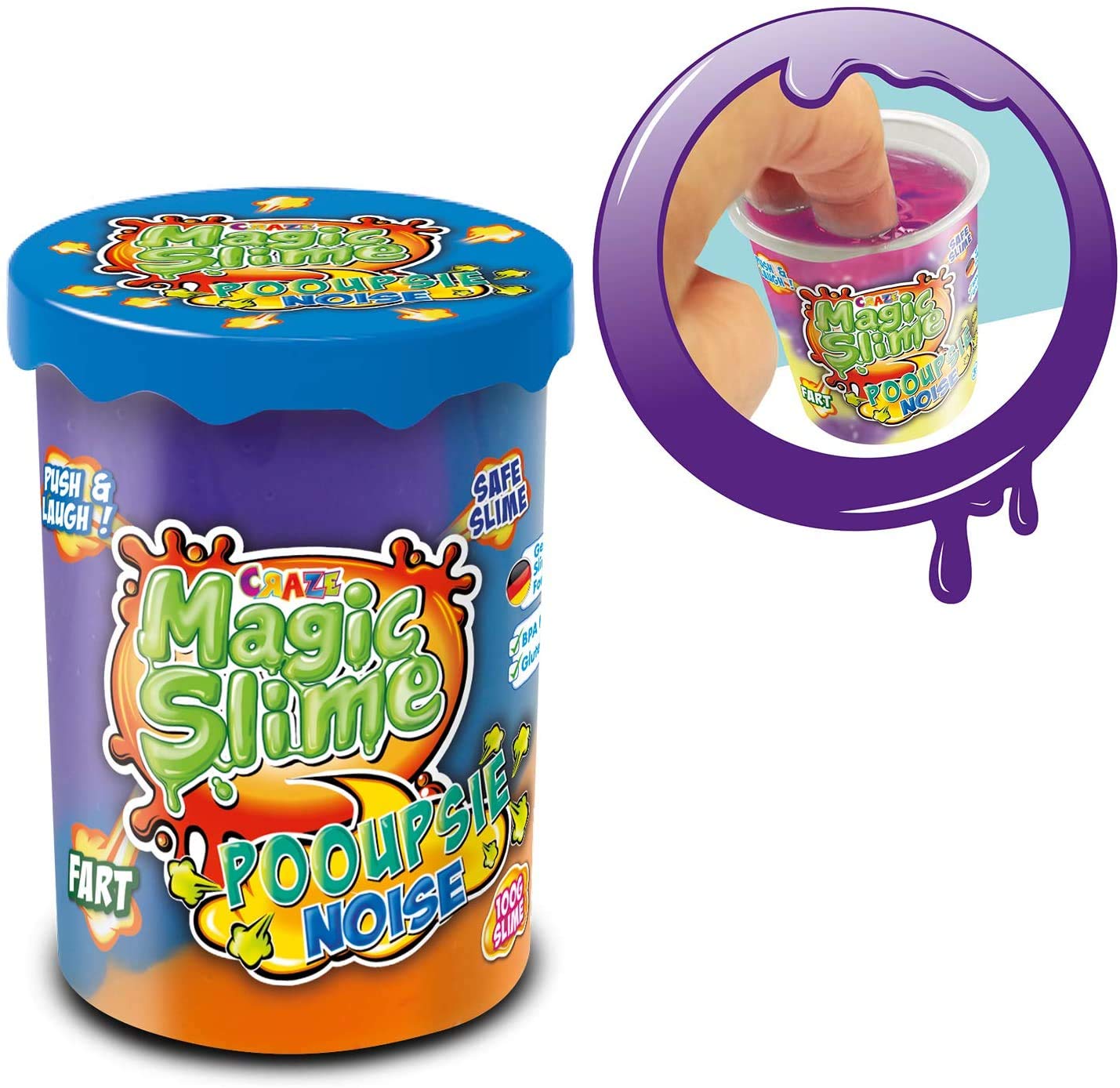 Colorful CRAZE Magic Slime Pooupsie Noise 3-pack with squishy, non-toxic slime toys for kids, ages 3+, perfect for playful fun.