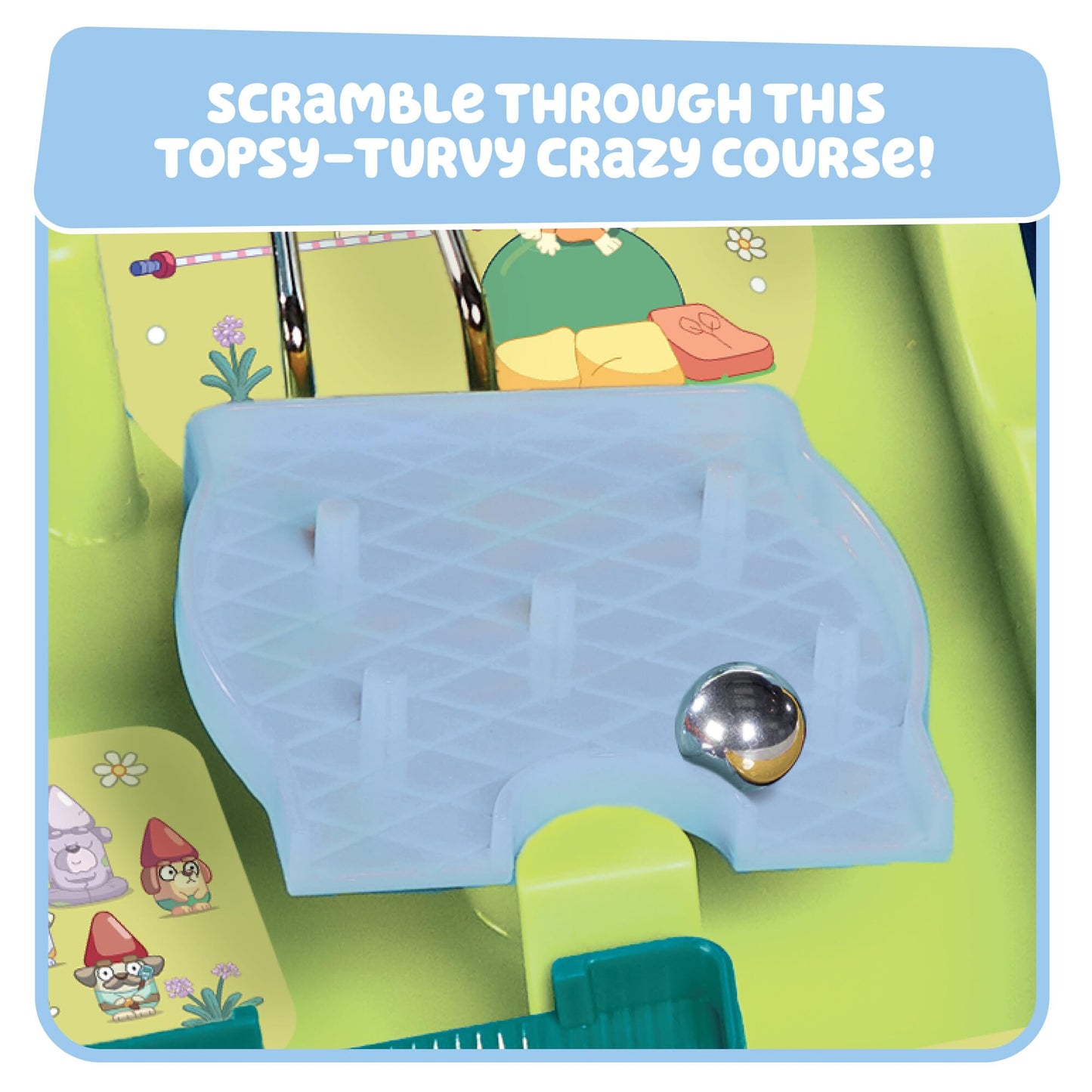 TOMY Bluey Screwball Scramble ML, Retro Maze Game With Obstacles And Timer, Skill-Based Puzzle Challenge, Magnetic Crane, Tilting Bridge, Solo Or Multiplayer, Includes 2 Balls, Age 5+