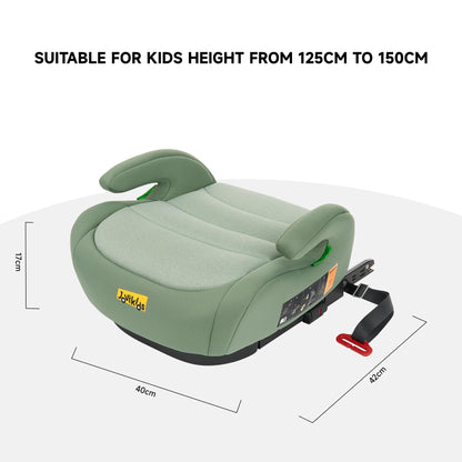 Jovikids I-Size Booster Seat for Car with ISOFIX, 125-150cm (Group 2/3, 6-12 Years), Portable Car Seats for Kids, Convenient for Everyday Use, Great for Travel, ECE R129 (Soft Green)