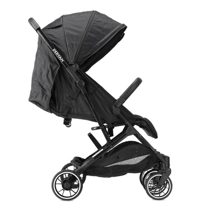 Deryan Rolo X2 pushchair in black, 2-in-1 pram and buggy for birth to 4 years, compact, foldable, with 44 kg load capacity