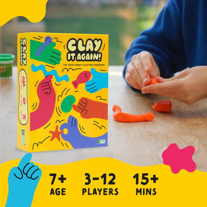 Party Snail Games Clay It Again modeling dough party game with six pots of colorful modeling clay and playful sculpting fun.
