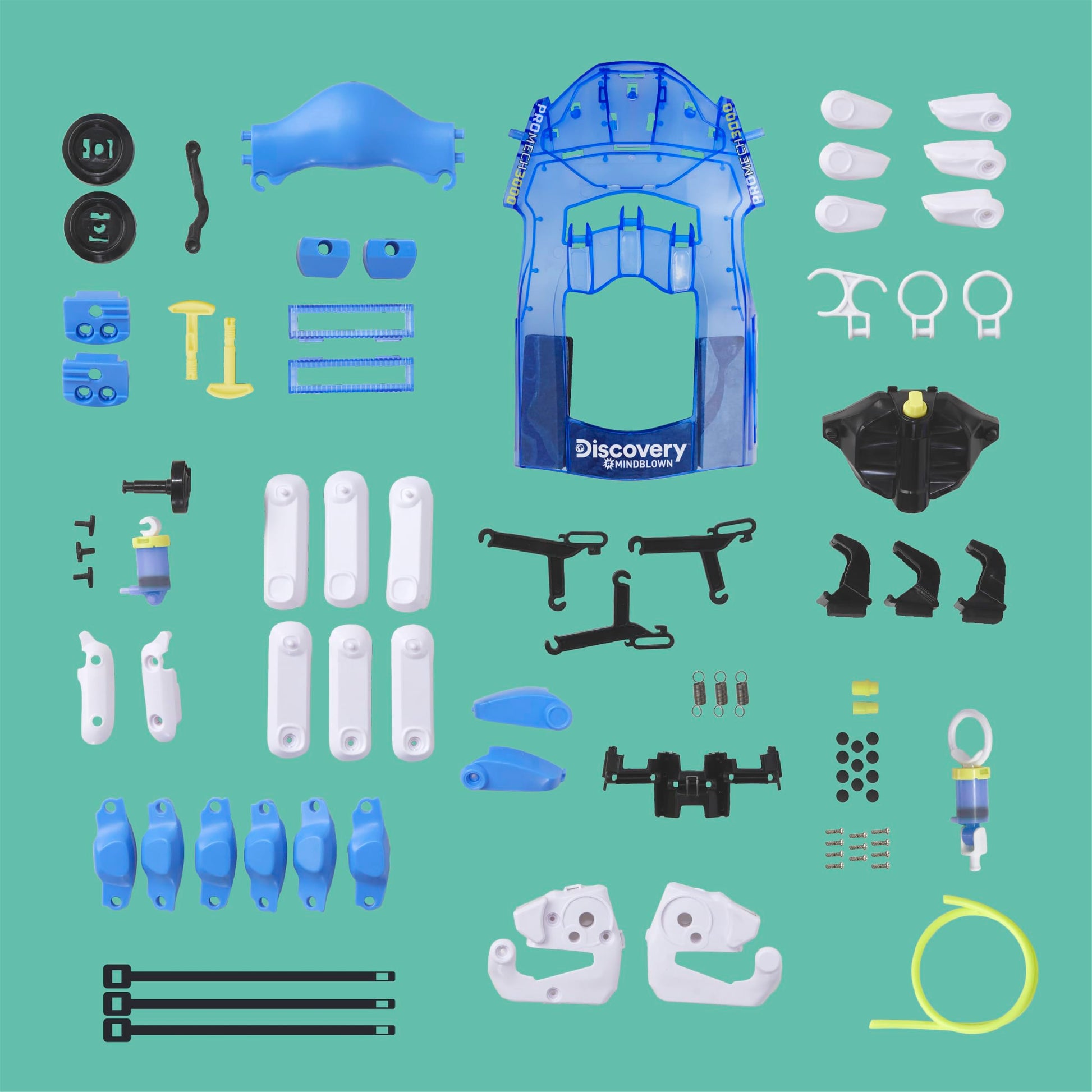 Discovery #MindBlown DIY Bionic Hand toy construction set with 87 pieces, including hydraulic and robotic components for kids and teens.