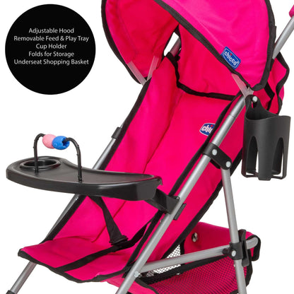 Chicco Ulala Playtime Pushchair | Childrens Stroller With Removable Play Tray | Childrens Baby Doll Stroller Toy Folding Travel System | Role Play Toy Dolls Buggy Pushchair | Ages 3+ (Pink)