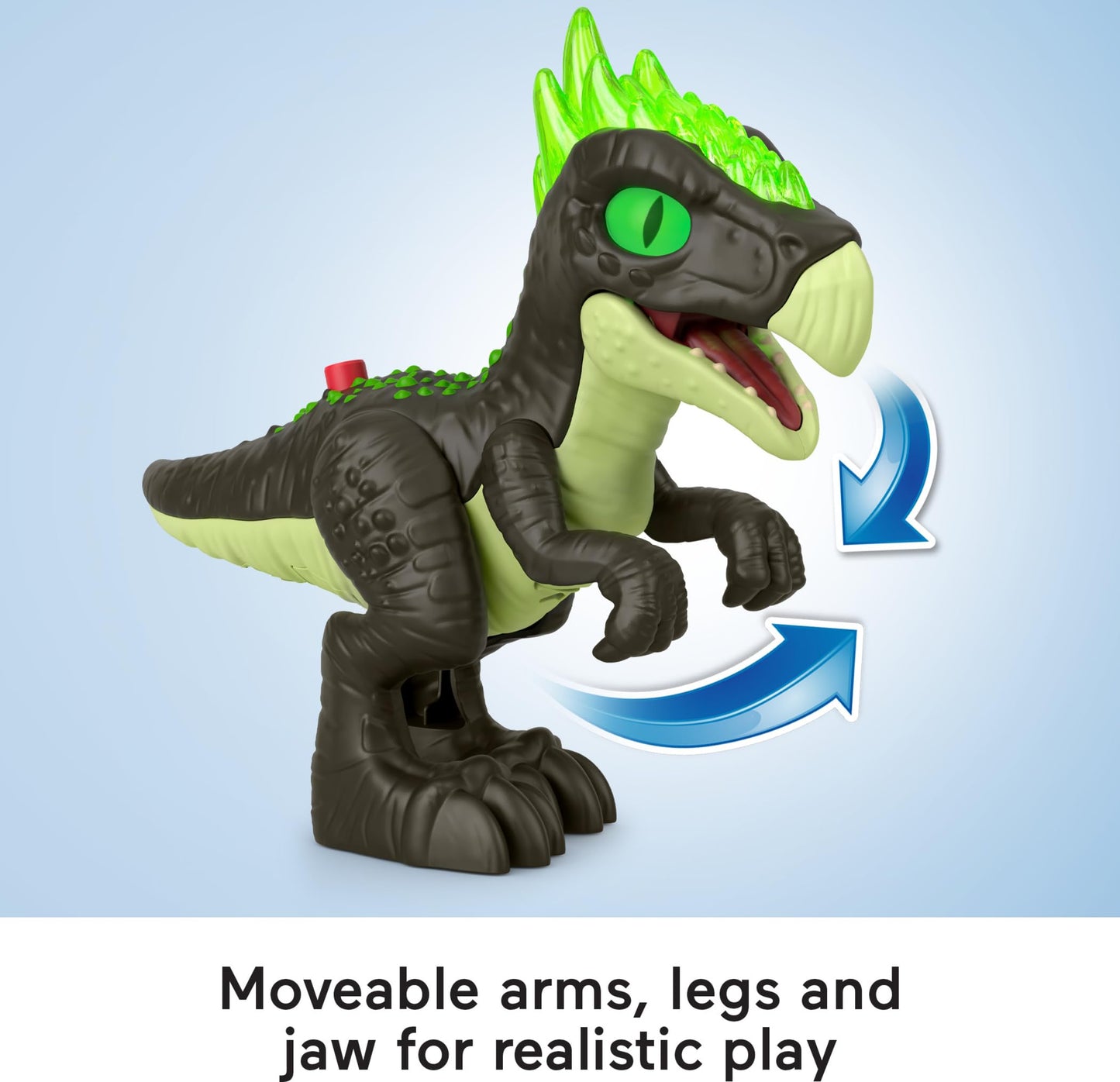 Fisher-Price Imaginext Jurassic World Dracorex XL dinosaur toy with lights and sounds, 10-inch figure for pretend play.