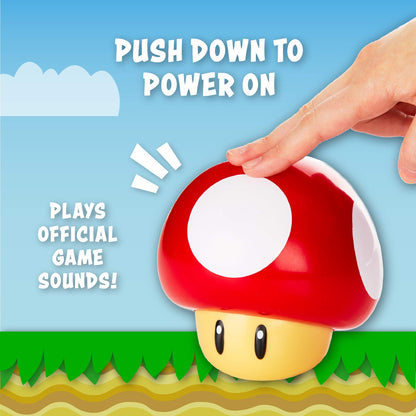 Paladone Super Mario Brothers Mushroom figure light with sound, collectible movie merchandise, ideal for kids' bedroom decor.