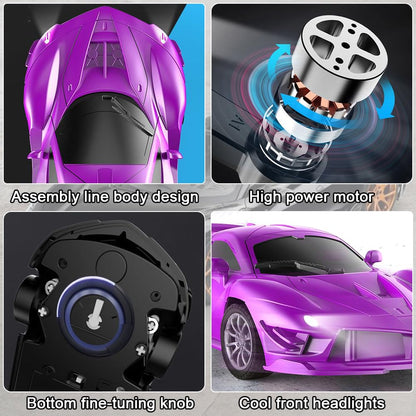 HATFRYF Remote Control Drift Car, 1:18 Remote Control Car for Kids, Cool RC Race Cars, 20KM/H 4WD High Speed RC Cars with LED Lights - Driftable, Gifts for Kids Boys Purple