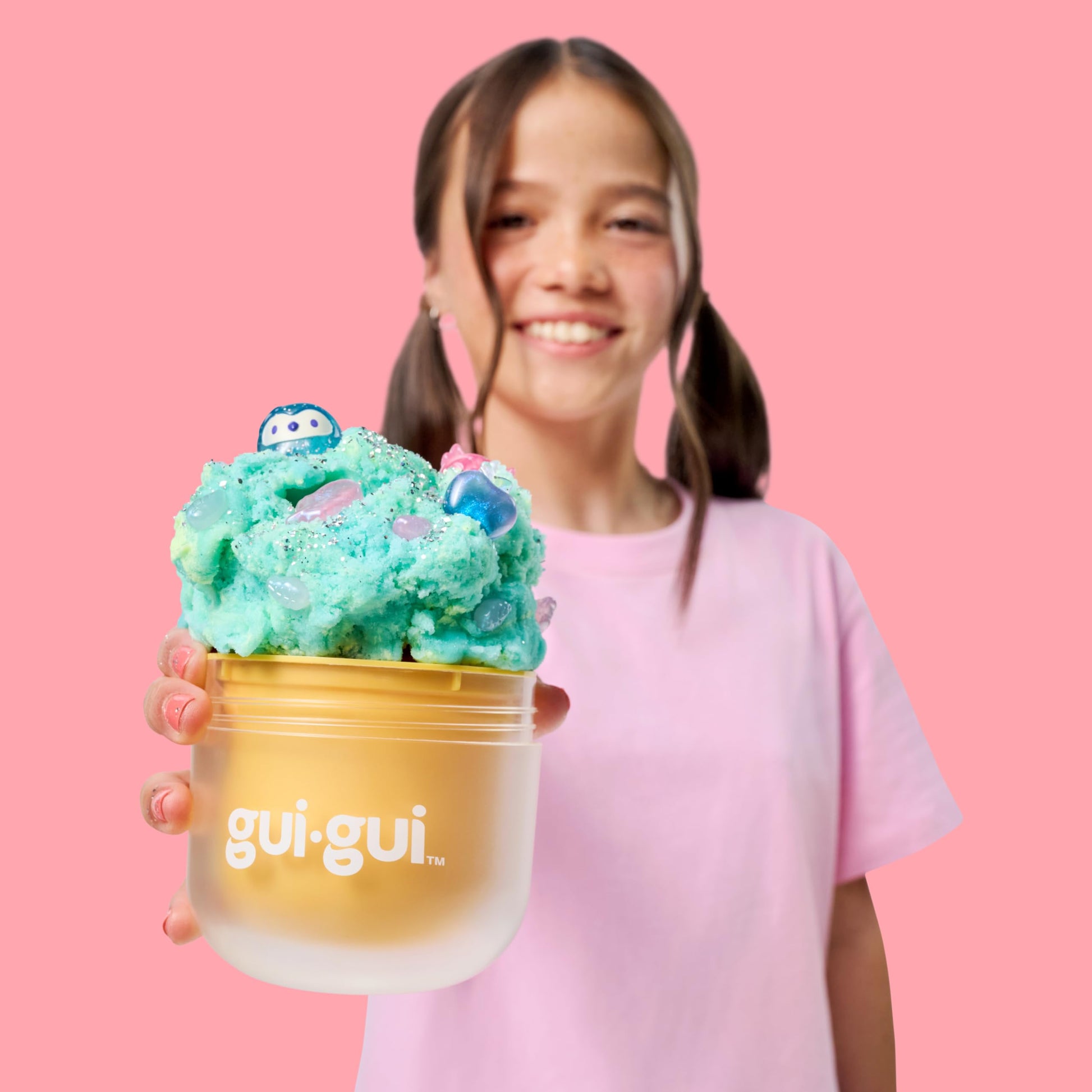 Gui Gui scented slime twin pack featuring butter and cloud textures, perfect for leveling up your slime with vibrant glow-up effects.