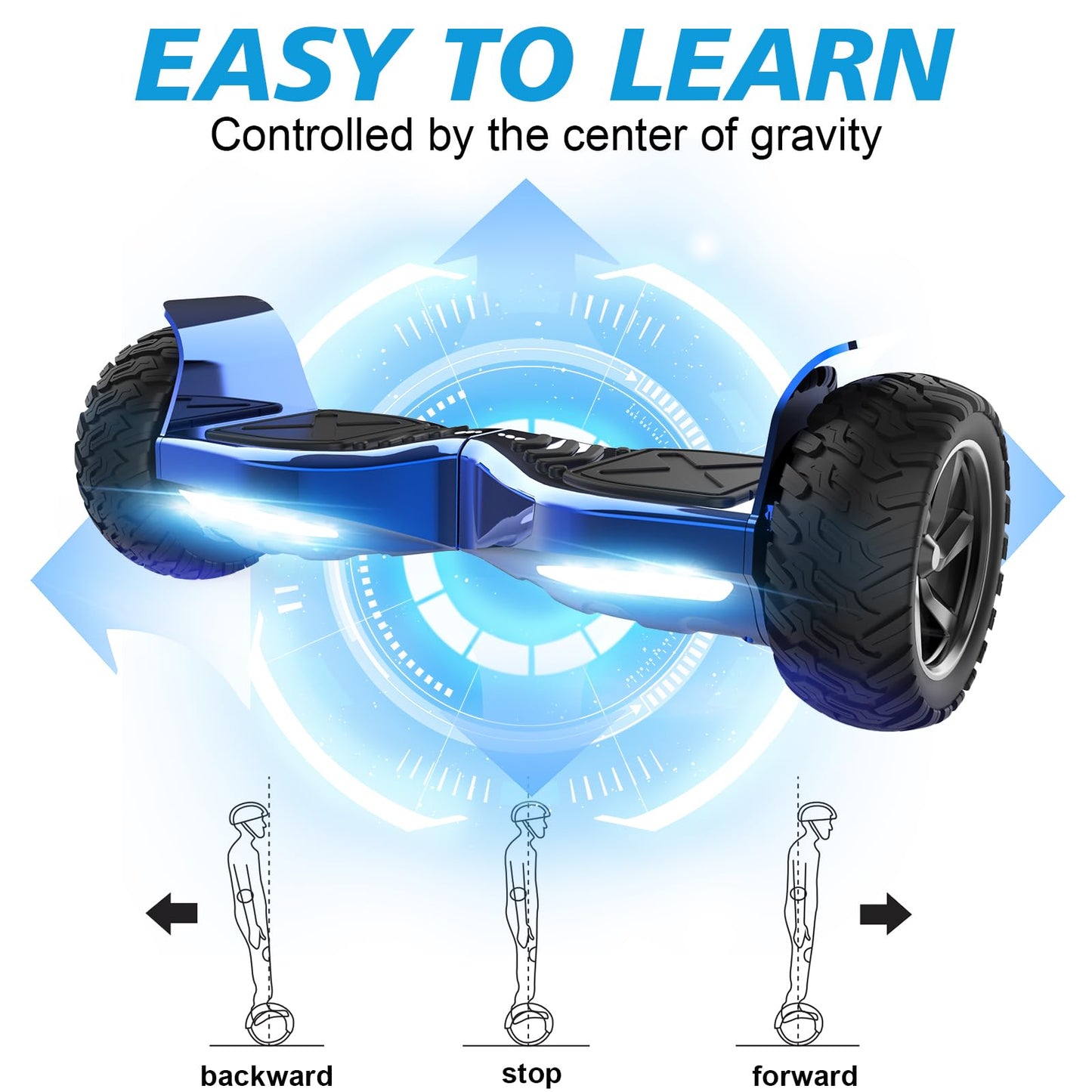 RCB Hoverboard 8.5" all terrain hoverboards, APP control function, integrated LED Bluetooth with powerful motor, electric skateboard self balance scooter, gift for Kids and Adults