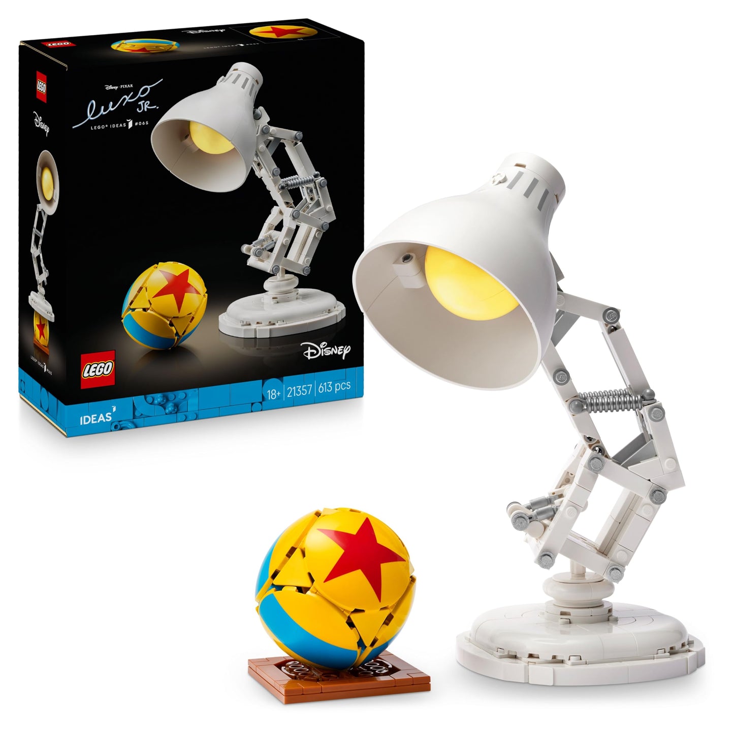 LEGO Ideas Disney Pixar Luxo Jr. Lamp Building Set for Adults - Movie Memorabilia Model with Hidden Film References - Home Office Desk Decor - Collectible Gift Idea - 21357