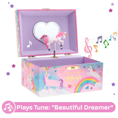 Jewelkeeper Girls Unicorn Jewellery Box with Spinning Unicorn, Cotton Candy Magical Horse Design, Beautiful Dreamer Tune, Kids Musical Jewellery Box fir Girls Birthday Presents
